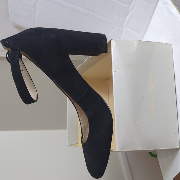 Marc Fisher Mfion Black Suede Block Heel Pumps New - Picture 15 of 17